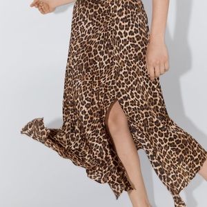 Zara Leopard Slit Skirt